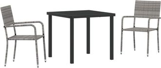 vidaXL Conjunto De Comedor De Jard&iacute;n 3 Pcs Gris Polirat&aacute;n Vidaxl