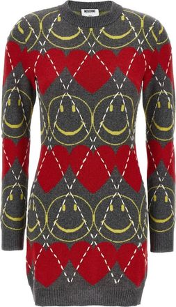 Moschino Abito Smiley a rombi - Grigio