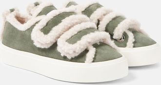 INUIKII Shearling-trimmed suede sneakers