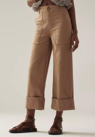 Pistola Denim Maya Cuffed Trouser In Biscuit