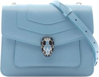 Bulgari Pre-owned Serpenti Forever wallet on chain - Dames - Vintage Schoudertas - Blauw - ONE Size - Leer - Vintage