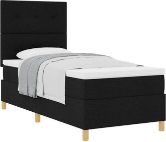 vidaXL Box Spring Bed with Mattress Black 90 x 200 cm Fabric vidaXL