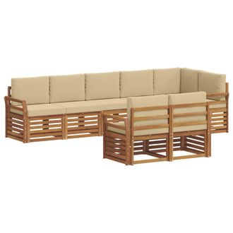 vidaXL Conjunto De Sof&aacute;s De Exterior 8 Uds. Natural Y Beige Poli&eacute;ster Vidaxl