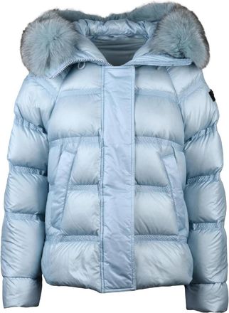 Peuterey Light Blue Takan Fur-Trimmed Down Jacket