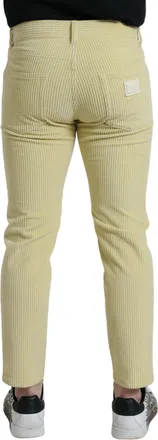 Dolce & Gabbana Mens Yellow Corduroy Logo Plaque Skinny Denim Jeans Cotton Elastane Clothing
