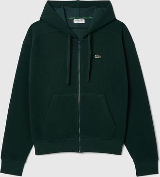 Lacoste Womens Zip-Up Pique Hoodie - Green - Size: 10