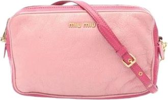 Miu Miu Pre-owned Cross Body Bags, female, Pink, Size: ONE SIZE Pre-owned Leather Shoulder Bag