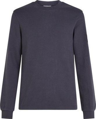 Calvin Klein Slim Long Sleeve Waffle T-shirt - Heren - Ronde hals truien - Blauw - M - Katoen - Truien & Vesten