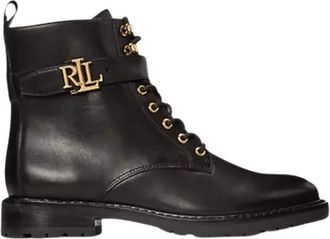 Ralph Lauren Eldridge leren enkellaarsjes - Dames - Veterlaarzen - Zwart - 36 1/2 EU - Leer - Schoenen