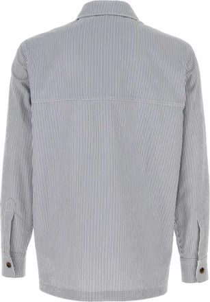 Palt&ograve; Mens Seersucker Shirt Blue Polyester Cotton
