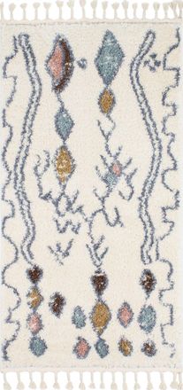 Nazar Rugs Alfombra de pasillo bereber crema 80x150 con flecos