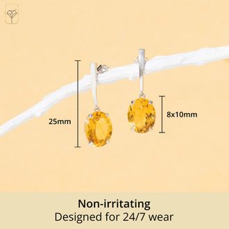 MAX + STONE 14k Yellow or White Gold 10x8mm Oval Cut Gemstone Drop Dangle Earrings