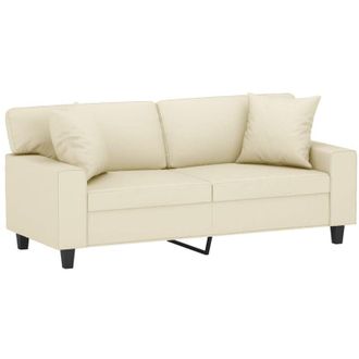 vidaXL Sof&aacute; De 2 Plazas Con Cojines Cuero Sint&eacute;tico Color Crema 140 Cm Vidaxl