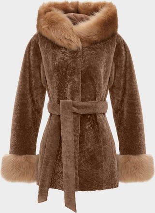 Gorski Belted Lamb Shearling Reversible Parka With Merinillo Lamb Shearling Trim