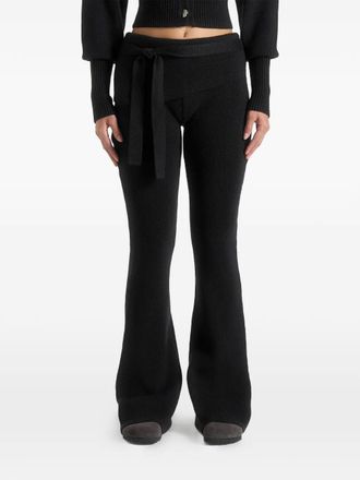 Mani&egrave;re De Voir foldover waist belt knitted trousers - Black