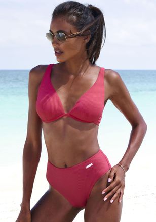 Elbsand B&uuml;gel-Bikini ELBSAND, Damen, Gr. 36, Cup C, rot (hummer), Recycling-Polyamid, strukturiert, unifarben, Bikini-Sets B&uuml;gel-Bikini, aus trendiger Rippwar