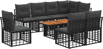 vidaXL Conjunto De Sof&aacute;s De Jard&iacute;n 9 Uds. Negro Y Gris Oscuro Vidaxl