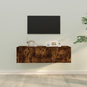 vidaXL Vidaxl - Set De Muebles De Tv 2 Pzas Madera Contrachapada Roble Ahumado