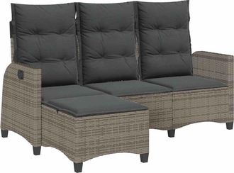 vidaXL Divano Giardino Reclinabile A L Con Cuscini Grigio Polyrattan - Vidaxl