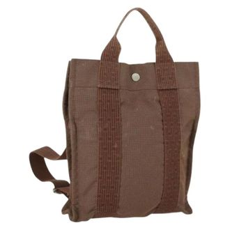 Herm&egrave;s Pre-owned Backpacks, female, Brown, Size: ONE SIZE Pre-owned Vintage Canvas Backpack