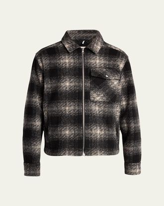 Moncler Mens Buffalo Check Full-Zip Shirt Jacket