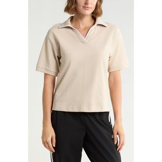 adidas Cotton Jersey Polo in Crystal Linen/Frozen Purple at Nordstrom Rack, Size X-Small
