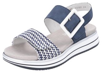 Remonte Keilsandalette REMONTE ELLE-Collection, Damen, Gr. 36, blau (dunkelblau, wei&szlig;), Lederimitat, Textil, Schuhe Keilsandalette, Sommerschuh, Sandale, Komf