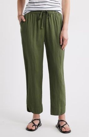 Caslon Tapered Linen Pants in Green Bronze at Nordstrom Rack, Size Small