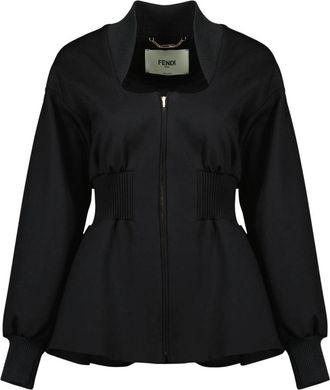 Fendi Wool Jacket - Dames - Bomber jackets - Zwart - 2XS - Wol - Jassen