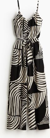 H&M Jumpsuit aus Jersey mit Bindegürtel - Beige