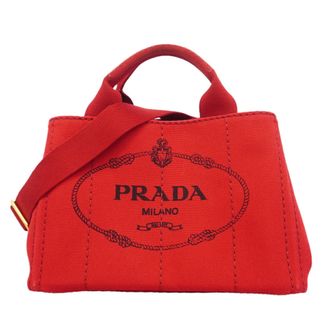 Prada Red Color Canvas Tote Bag (Pre-Owned)