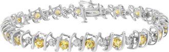 House of Brilliance 925 Sterling Silver Lab-Grown Birthstone and 1/6 Cttw Diamond Tennis Bracelet in Yellow Citrine at Nordstrom