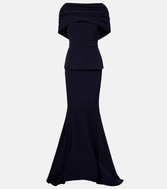 SAFiYAA Loura off-shoulder cr&ecirc;pe gown