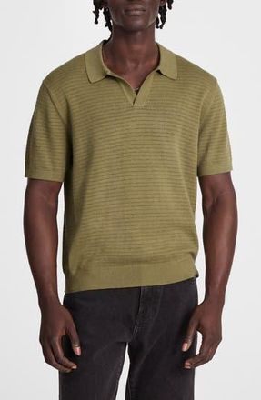 Madewell Pointelle Stitch Johnny Collar Sweater Polo in Expat Olive at Nordstrom Rack, Size Xx-Large
