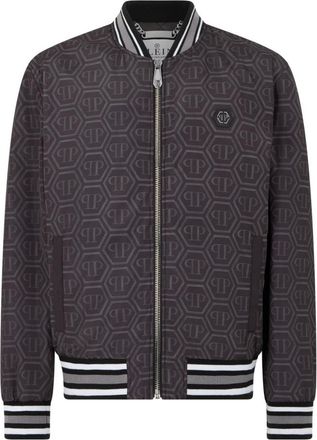 Philipp Plein Jassen, Heren, Zwart, 3Xl, Nylon, Bomber Monogram