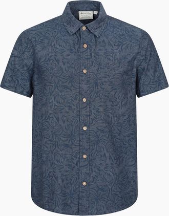 Mountain Warehouse Mens Mountain Warehouse Mens Tropical Patterned Short-Sleeved Shirt - Blue - Size: 42/Regular