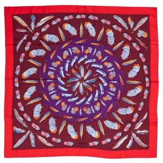 Herm&egrave;s Pre-owned Scarves, female, Multicolor, Size: ONE SIZE Pre-owned Plumes II Silk Scarf