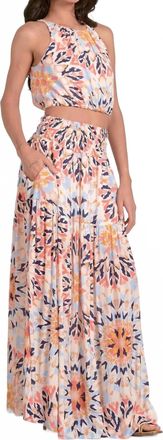 Elan Midi Kaleidoscope Skirt In Multi Color