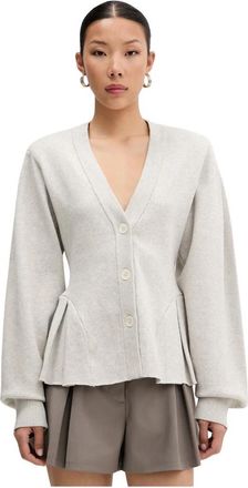 Rotate Peplum Knit Cardigan - Dames - Vesten - Grijs - M - Katoen - Truien & Vesten