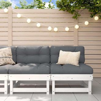 vidaXL Sof&aacute;s Centrales Con Cojines 2 Uds Madera Maciza De Pino Blanco Vidaxl