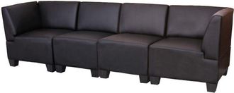 Hhg Hhg - Nunca Usado] Sof&aacute; Modular 4 Plazas Lyon, Polipiel, Negro, Apoyabrazos Altos