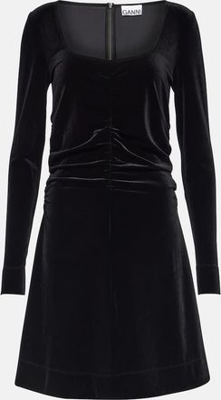 Ganni Ruched velvet minidress