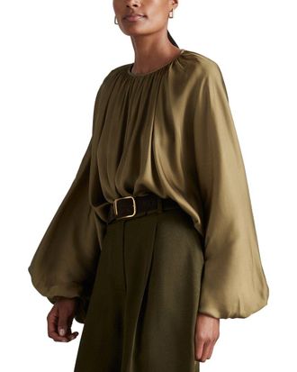 Reiss Finley Drape Long Sleeve Blouse