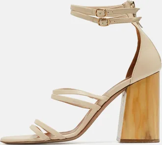 Malone Souliers Cream Leather Ankle Strap Sandals