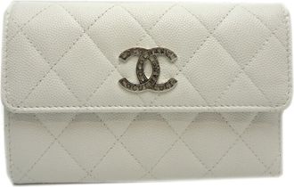 Chanel White Grained Calfskin Wallet (Tri-Fold) (Pre-Owned)