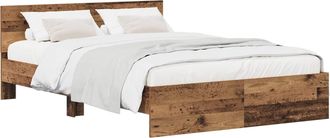 vidaXL Estructura De Cama Con Cabecero Madera Envejecida 135 X 190 Cm Vidaxl