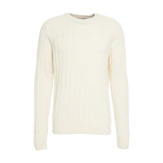 Amaranto Round-neck Knitwear, male, White, Size: XL Classic Cable-Knit Sweater Bianco Aw25