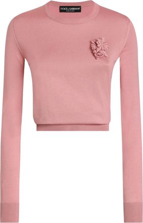 Dolce & Gabbana Top con applicazione a fiori - Rosa