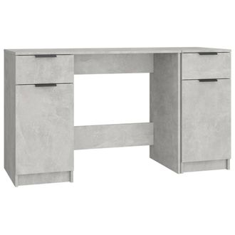 Berkfield Home Desk with Side Cabinet Concrete Grey Engineered Wood
