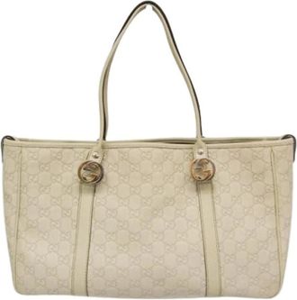 Gucci Pre-owned GG Twins Tote Bag - Dames - Vintage Shopper - Beige - ONE Size - Leer - Vintage